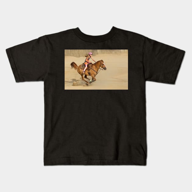 Barrel racer Kids T-Shirt by joesaladino